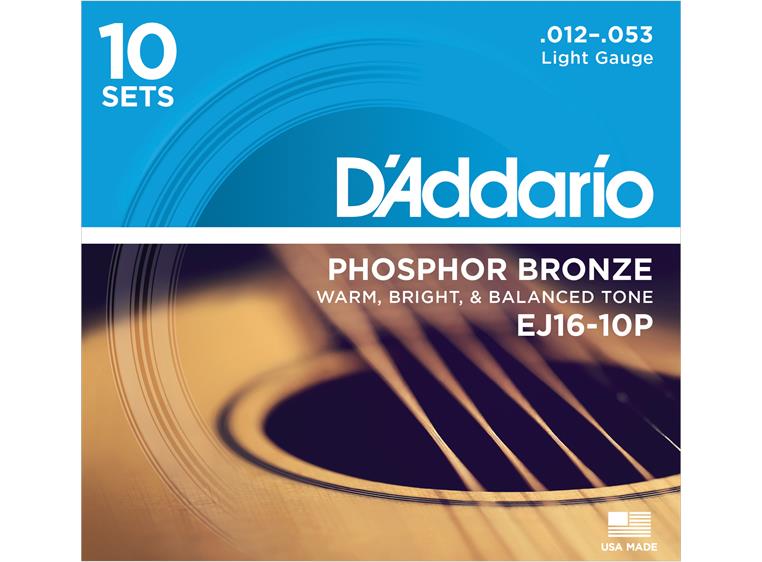 D'Addario EJ16-10 Phos. Bronze 10 Pack (012-053)